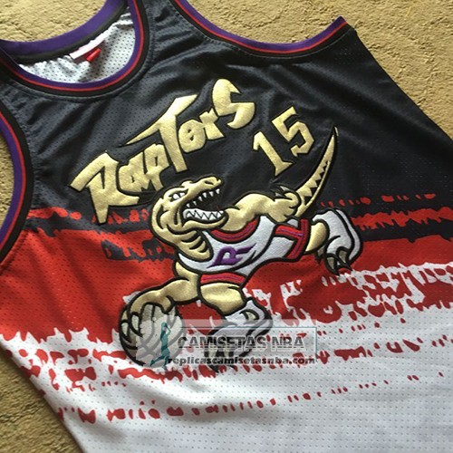 Camiseta Toronto Raptors Vince Carter Mitchell & Ness Negro Rojo